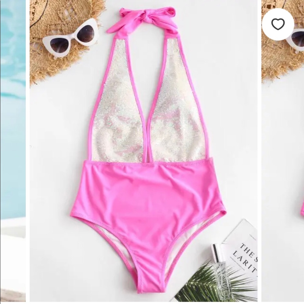 Swimsuit : Pink and White Shimmer